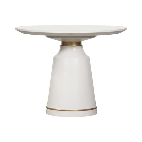 Armen Living Pinni White Concrete Round Dining Table with Bronze Painted Accent LCSPDIWH - main